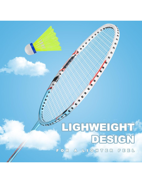 Conjunto de Raquetas de Bádminton YAKS Q03107 - 2 Raquetas + 12 Volantes