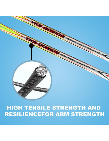 Conjunto de Raquetas de Bádminton YAKS Q03107 - 2 Raquetas + 12 Volantes