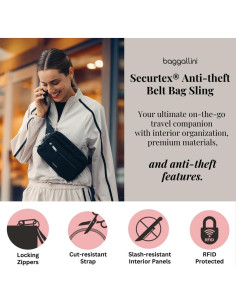 Riñonera Antirrobo Baggallini Securtex Mujer RFID Negra 2