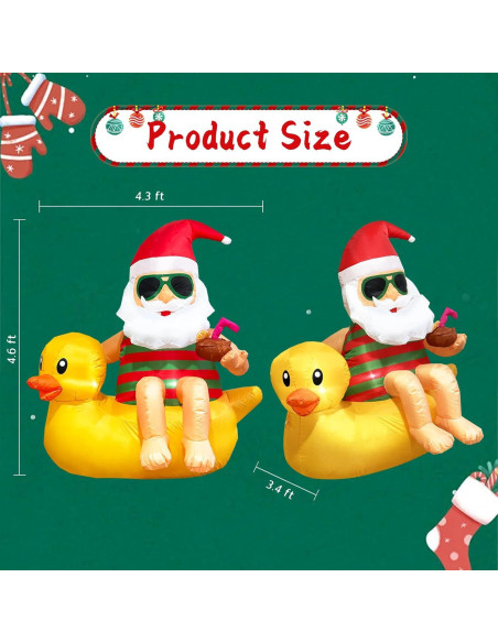 Decoración Inflable Navidad Santa en Pato VOCADE 130cm LED