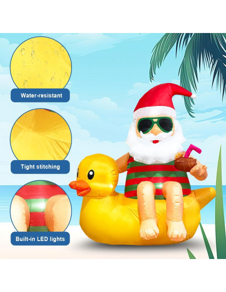 Decoración Inflable Navidad Santa en Pato VOCADE 130cm LED
