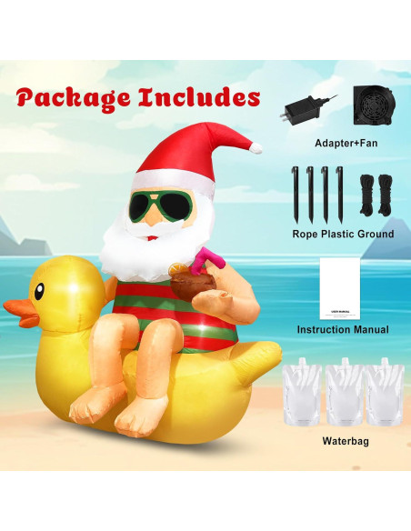 Decoración Inflable Navidad Santa en Pato VOCADE 130cm LED