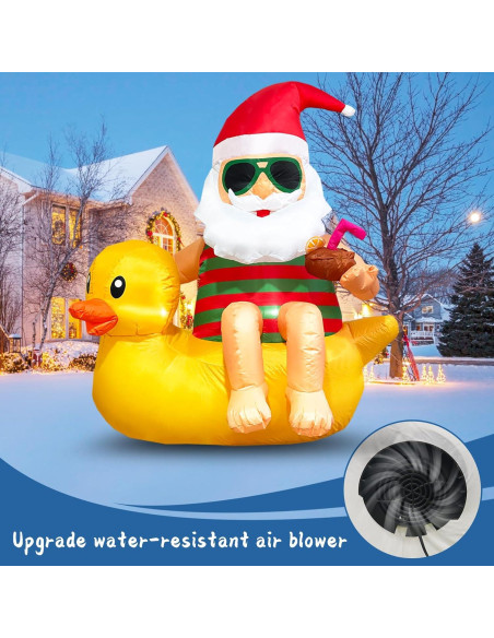 Decoración Inflable Navidad Santa en Pato VOCADE 130cm LED
