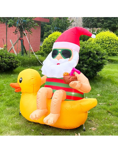 Decoración Inflable Navidad Santa en Pato VOCADE 130cm LED