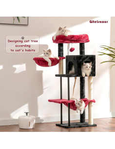 Árbol para Gatos Gitelsnour GCT004SBR 110 cm Negro y Rojo 2
