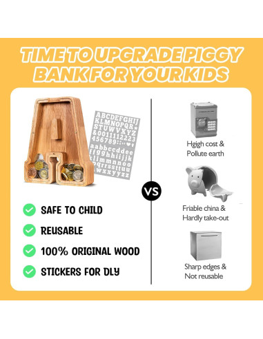 Alcancía de Letras de Madera KMC 22.86 cm Personalizada