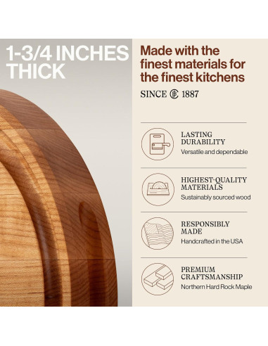 Tabla de Cortar Redonda John Boos CB de Madera de Arce 30.48cm