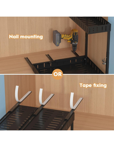 Organizador Bajo Fregadero REALINN 2 Niveles Ajustable Negro