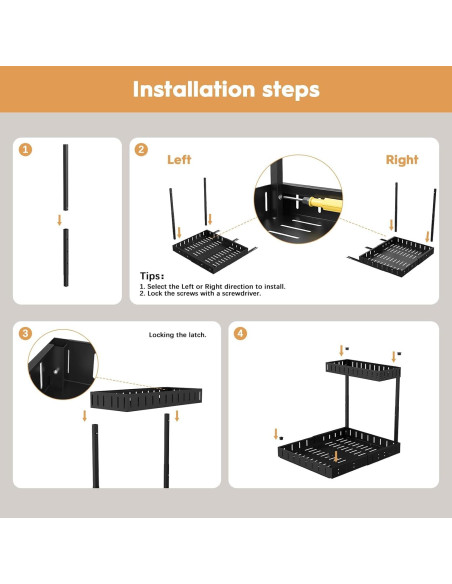 Organizador Bajo Fregadero REALINN 2 Niveles Ajustable Negro