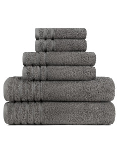 Juego de Toallas de Lujo 100% Algodón Turco Black & White 6 Piezas