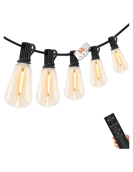 Cadena de Luces LED 15.24m YOYONACY con Control Remoto