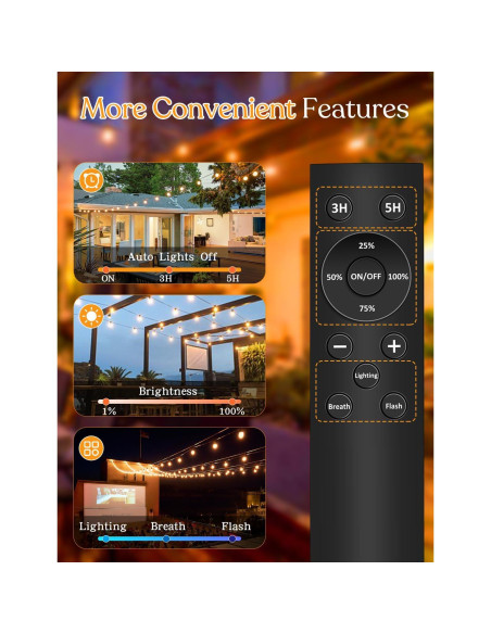 Cadena de Luces LED 15.24m YOYONACY con Control Remoto