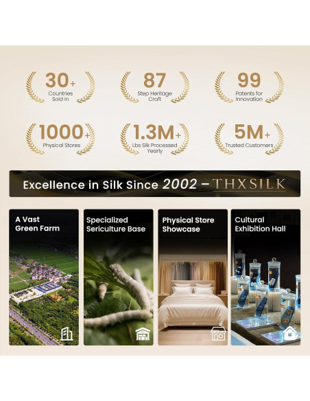 Funda de Almohada de Seda de Morera THXSILK Estándar Azul - Juego de 2