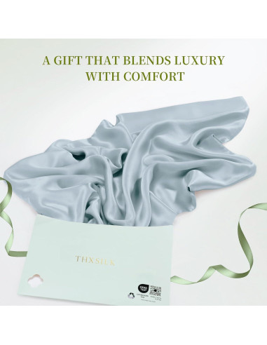 Funda de Almohada de Seda de Morera THXSILK Estándar Azul - Juego de 2