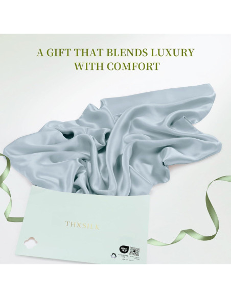 Funda de Almohada de Seda de Morera THXSILK Estándar Azul - Juego de 2