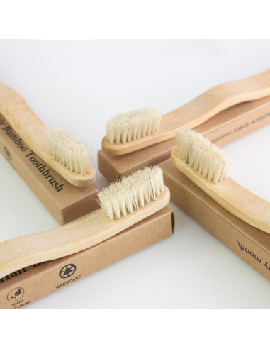 Cepillo de Dientes de Bambú MiQi con Cerda de Jabalí - 4 Piezas