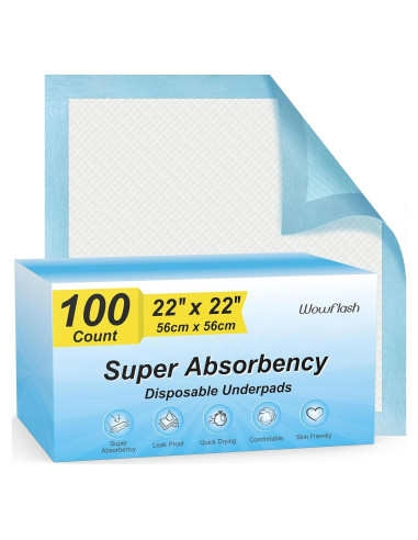 100 Almohadillas Desechables Wowflash 56x56cm Super Absorbentes