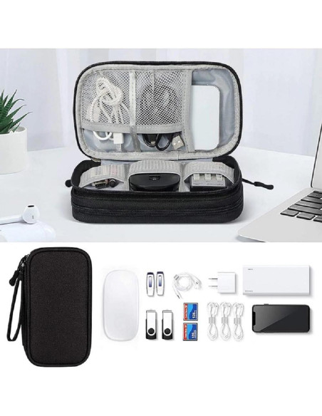 Bolsa Organizadora Electrónica Yiasangly Negra Impermeable 19x11x6cm