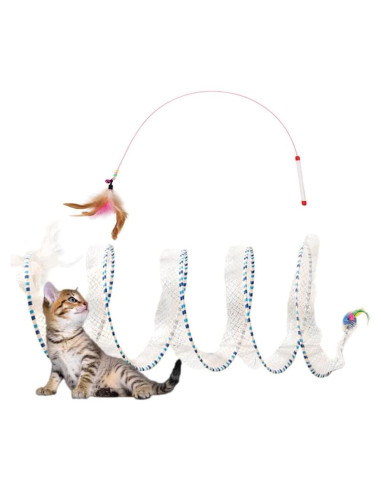 Túnel Espiral para Gatos AVYDIIF 65 cm Plegable con Juguetes