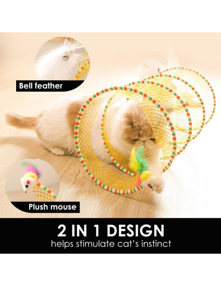 Túnel Espiral para Gatos AVYDIIF 65 cm Plegable con Juguetes