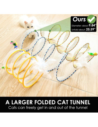 Túnel Espiral para Gatos AVYDIIF 65 cm Plegable con Juguetes