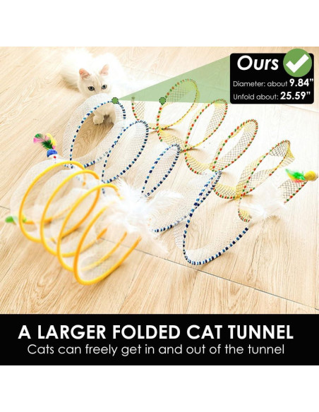 Túnel Espiral para Gatos AVYDIIF 65 cm Plegable con Juguetes