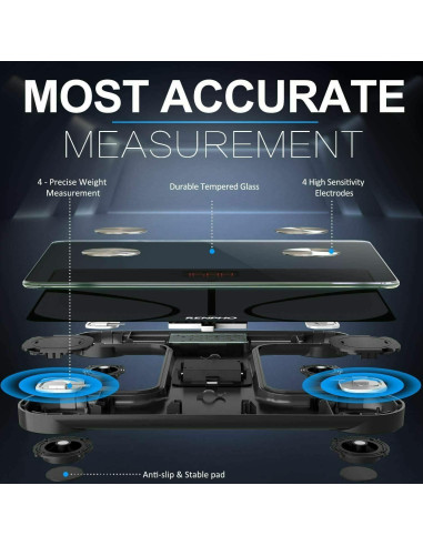 Báscula de Grasa Corporal Himaly Inteligente Bluetooth 181 kg