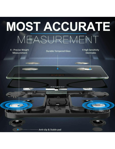 Báscula de Grasa Corporal Himaly Inteligente Bluetooth 181 kg