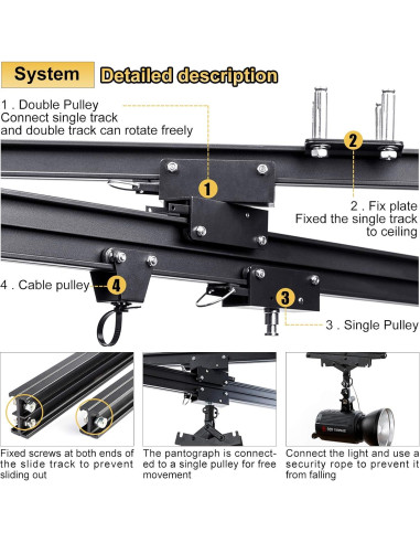 Sistema de Riel de Techo DATOUBOSS 2.5M Pantógrafo 15kg