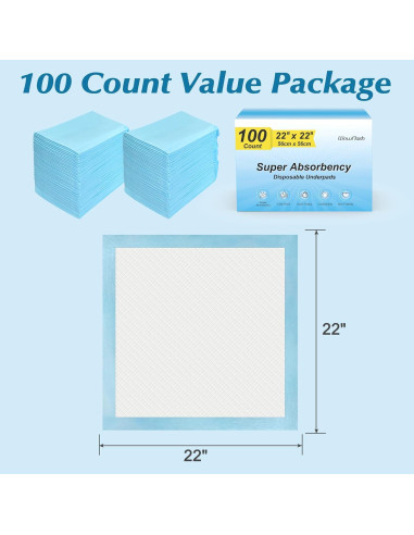 100 Almohadillas Desechables Wowflash 56x56cm Super Absorbentes