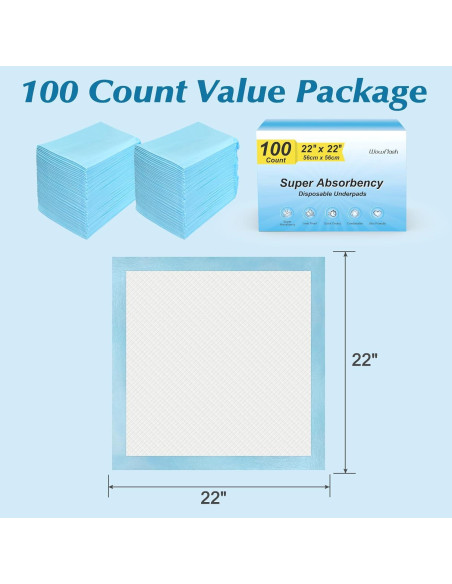 100 Almohadillas Desechables Wowflash 56x56cm Super Absorbentes