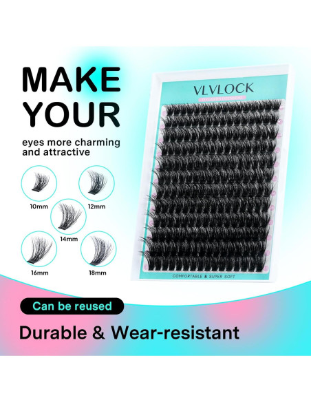 Kit de Extensión de Pestañas 100D VLVLOCK 10-18mm Volumen 3D