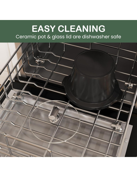 Olla de Cocción Lenta HEYNEMO 2QT Acero Inoxidable Negra