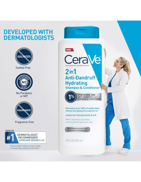 Champú y Acondicionador Hidratante Anticaspa 2 en 1 CeraVe 355 ml