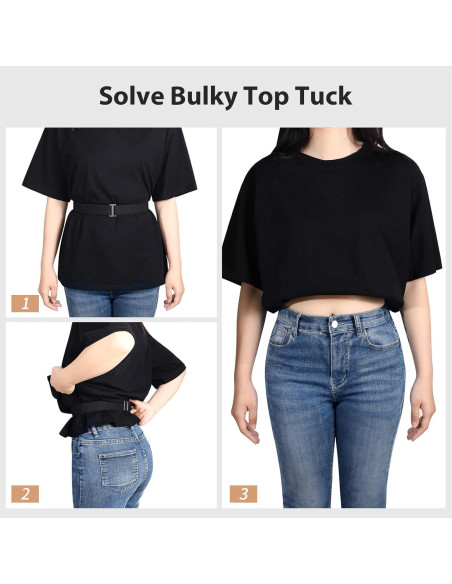 Cinturón Ajustable JASGOOD para Crop Top - Elástico Negro/Azul