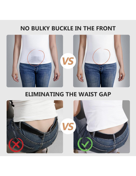 Cinturón Ajustable JASGOOD para Crop Top - Elástico Negro/Azul