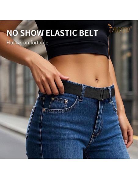 Cinturón Ajustable JASGOOD para Crop Top - Elástico Negro/Azul