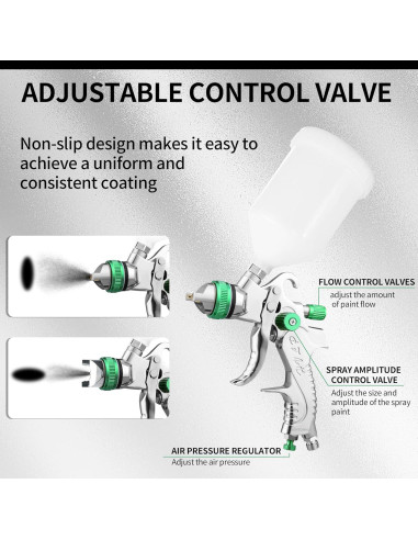Pistola de Pulverización HVLP BENTOHKLE 2008 Verde 600ml