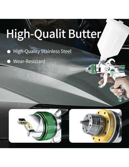 Pistola de Pulverización HVLP BENTOHKLE 2008 Verde 600ml