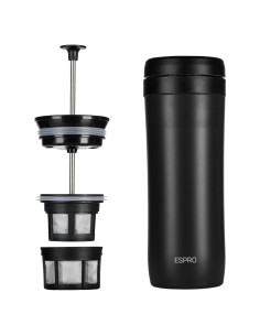 Cafetera Francesa de Viaje ESPRO P1 345g Acero Inoxidable Aislada