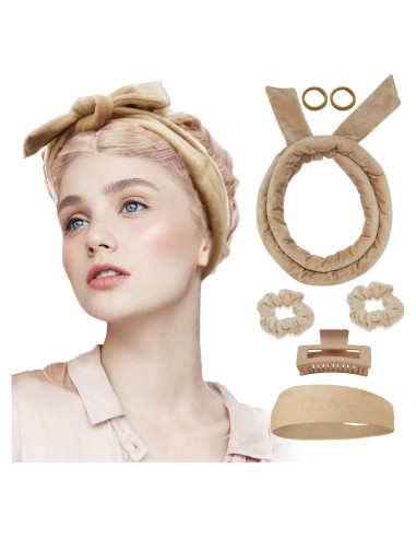 Diadema Rizador Sin Calor Fitifun Beige 155cm Terciopelo