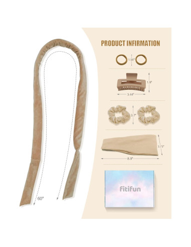 Diadema Rizador Sin Calor Fitifun Beige 155cm Terciopelo