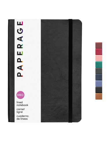 Cuaderno de Tapa Blanda PAPERAGE Negro 14.2x20.1 cm 160 Páginas