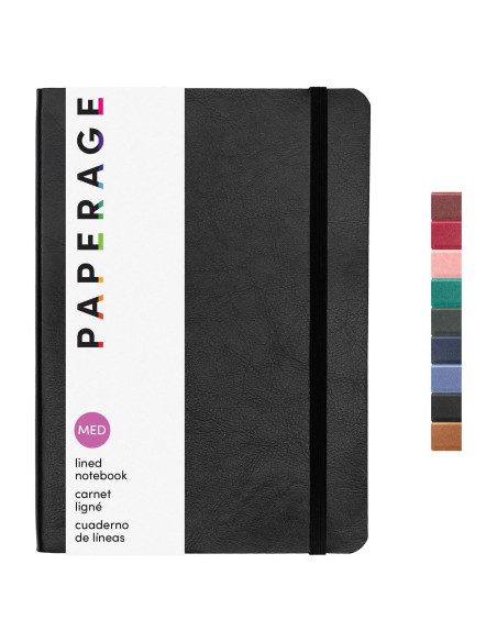 Cuaderno de Tapa Blanda PAPERAGE Negro 14.2x20.1 cm 160 Páginas