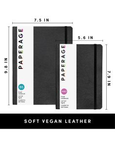 Cuaderno de Tapa Blanda PAPERAGE Negro 14.2x20.1 cm 160 Páginas 2