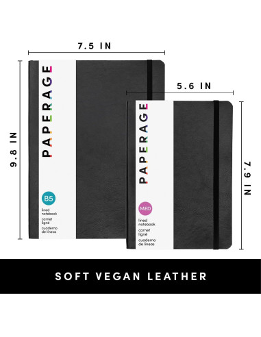 Cuaderno de Tapa Blanda PAPERAGE Negro 14.2x20.1 cm 160 Páginas