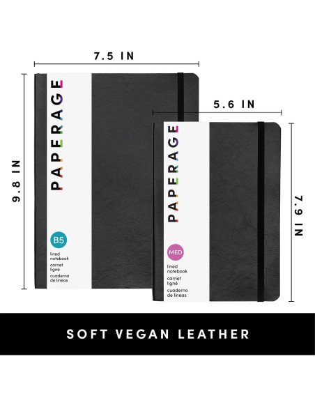 Cuaderno de Tapa Blanda PAPERAGE Negro 14.2x20.1 cm 160 Páginas
