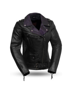 Chaqueta de Cuero Negra para Mujeres Motociclistas Iris - Primera Mfg Co