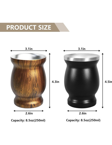 Set de Tazas de Yerba Mate Artcome Acero Inoxidable 8 Piezas