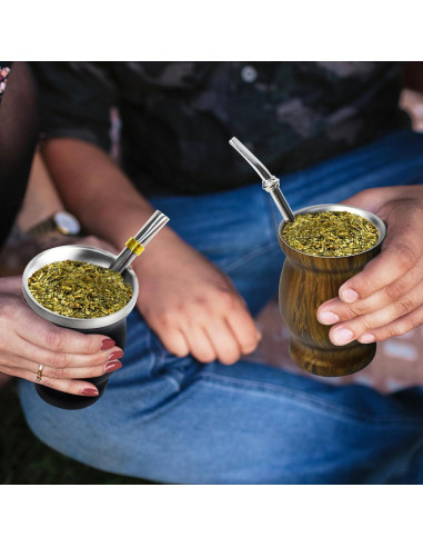 Set de Tazas de Yerba Mate Artcome Acero Inoxidable 8 Piezas